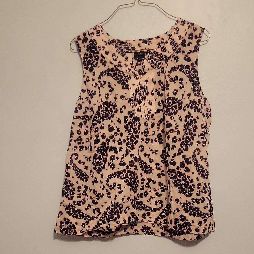Talbots Blush and Black Patterned Blouse